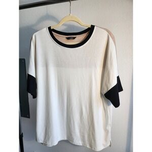 Dokotoo Womens Colorblock Crewneck T-Shirt White Tan Black Short Sleeve Top